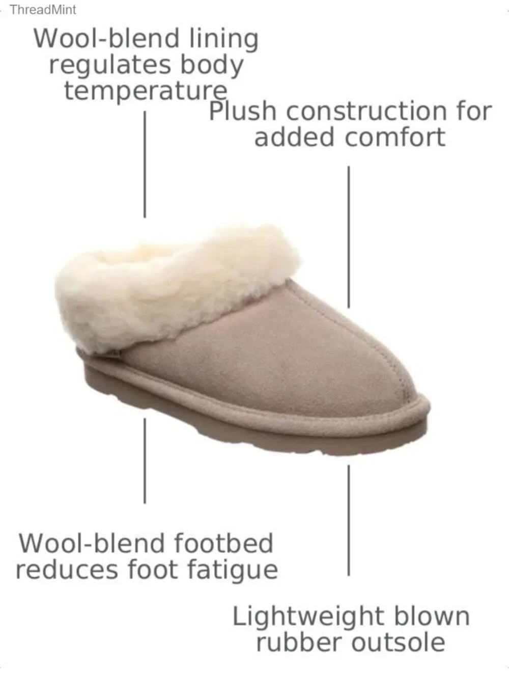 Girls Wool Blend Suede Bootie Slippers Water Repellent Pull-On